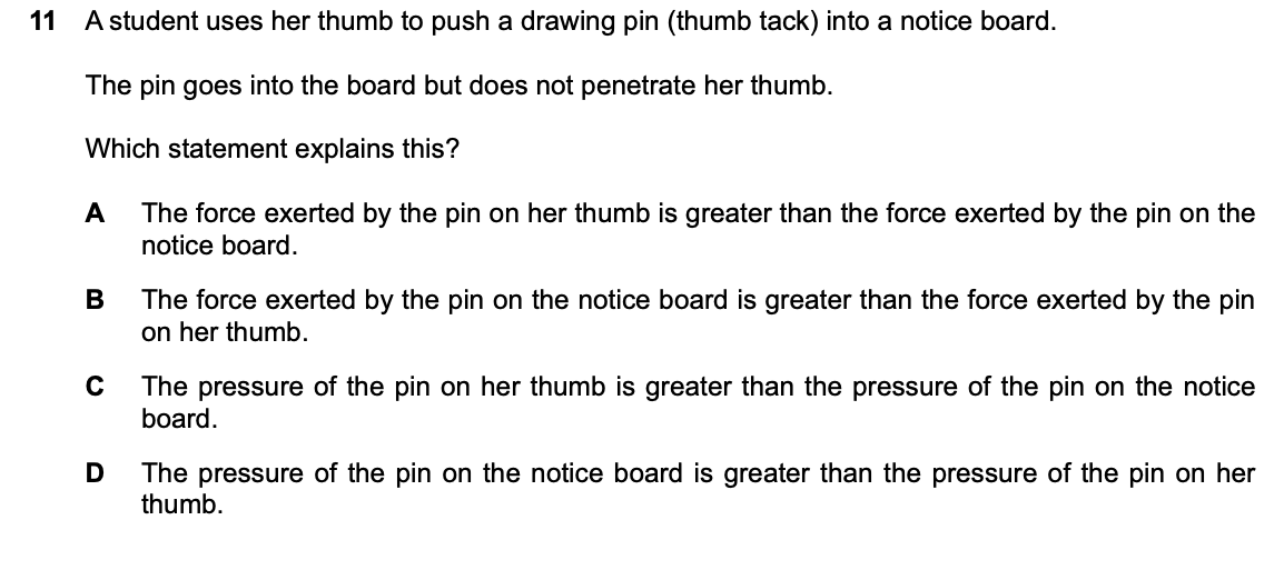 Question 11, including diagrams and options A–D. Text version below.