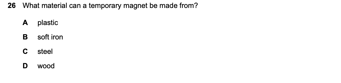 Question 26, including diagrams and options A–D. Text version below.