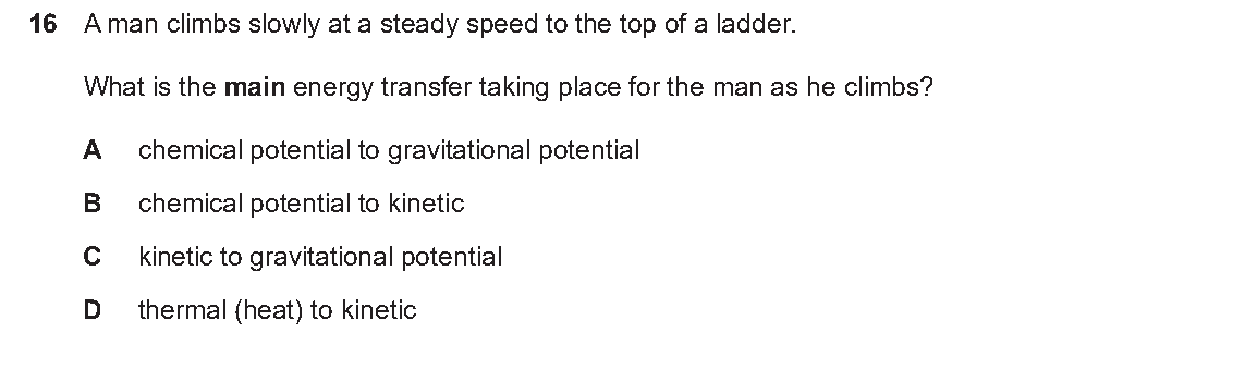 Question 16, including diagrams and options A–D. Text version below.