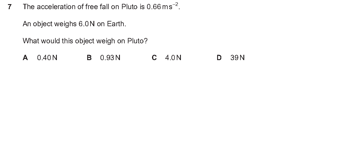 Question 7, including diagrams and options A–D. Text version below.